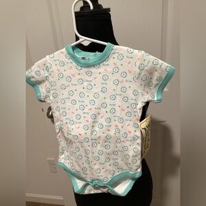 Charming Aqua Floral 6-9 M Onesie
